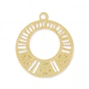 Pendentif créole filigrané motif fleur 25 mm doré à l'or fin x1
