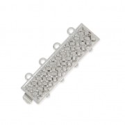 Fermoir 4 rangs motif tressage 26x7 mm rhodié x1