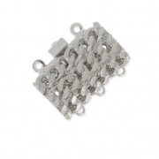 Fermoir 3 rangs motif maille gourmette 20x16 mm - Rhodié x1|raw }}