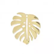 Breloque feuille de philodendron 17x15 mm en Argent 925 doré x1