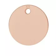 Sequin rond 9 mm - médaille à graver en Argent 925 doré rose x1