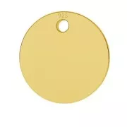 Sequin rond 9 mm - médaille à graver en Argent 925 Doré à l'or fin x1