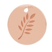Breloque médaille fougère 10 mm en Argent 925 doré rose  x1|raw }}