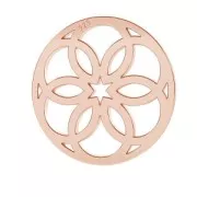 Pendentif / Intercalaire rond rosace 13 mm en Argent 925 doré rose x1