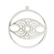 Pendentif oeil porte-bonheur 39 mm Placage Argent fin vieilli x1|raw }}