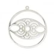 Pendentif oeil porte-bonheur 39 mm Placage Argent fin vieilli x1