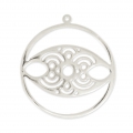 Pendentif oeil porte-bonheur 39 mm Placage Argent fin vieilli x1