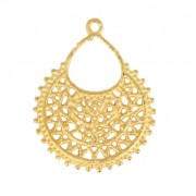 Pendentif ajouré goutte style ethnique 28 mm Doré à l'or fin x1|raw }}