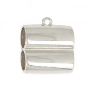 Embout double en métal pour cordon 10 mm Placage Argent fin vieilli