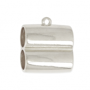 Embout double en métal pour cordon 10 mm Placage Argent fin vieilli