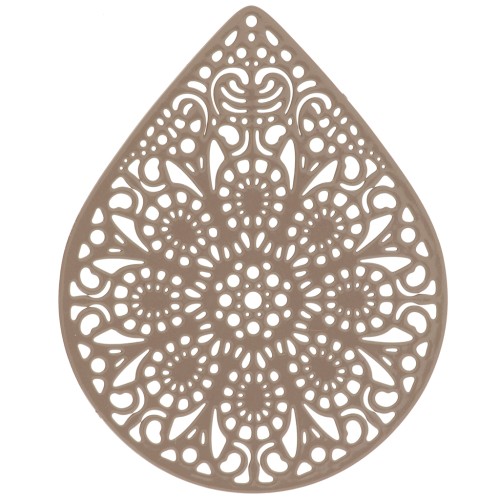 Pendentif teinté laser cut goutte 49x39 mm - Marron clair x1