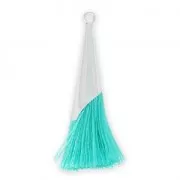 Pompon en coton 33 mm Turquoise avec coupelle Placage argent fin x1