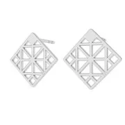 Clous d'oreilles carré motif géométrique 13 mm en Argent 925 x 2