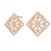 Clous d'oreilles carré motif géométrique 13 mm en Argent 925 doré rose x 2|raw }}
