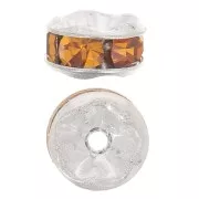 Rondelles Strass 5 mm argenté/Topaz x4