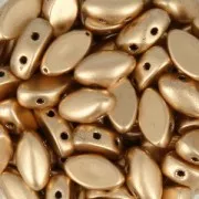 Perles en verre 2 trous IrisDuo 4x7 mm Gold Mat x25