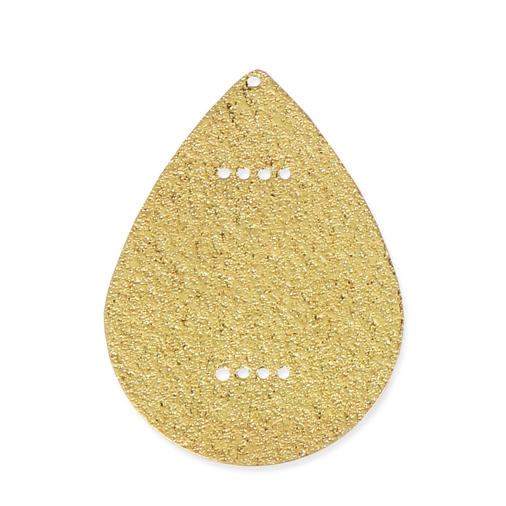 Lot De 4 Perles Pyrite En Forme De Goutte Plate 12x8mm - Monture Dorée - Création Bijoux