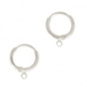 Dormeuses créoles forme design ronde 15.6 mm Placage Argent fin vieilli x2|raw }}