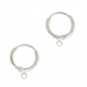 Dormeuses créoles forme design ronde 15.6 mm Placage Argent fin vieilli x2