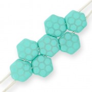 Perles en verre tchèque Honeycomb 6 mm Green Turquoise Silk Mat Laser Core x20|raw }}