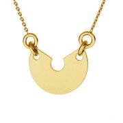 Pendentif demi-rond 2 trous 15 mm en Argent 925 Doré à l'or fin x1