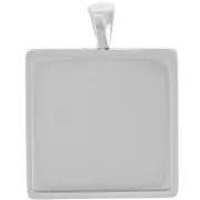 Serti pendentif pour cabochon fond plat carré 20 mm - Acier inoxydable 316L x1