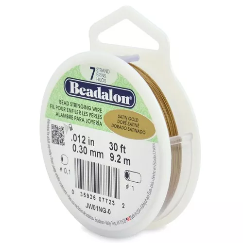 Fil Cablé 7 brins 0.30 mm - Beadalon - Doré Satiné x9,2 m