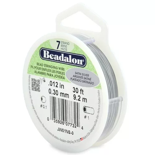 Fil Cablé 7 brins 0.30 mm - Beadalon - Argenté Satiné x9,2 m