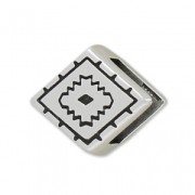 Poussoir losange décor ethnique 13.5x16.5 mm pour lacet 10 mm Placage Argent fin vieilli|raw }}