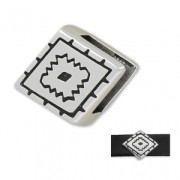 Poussoir losange décor ethnique 13.5x16.5 mm pour lacet 10 mm Placage Argent fin vieilli