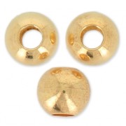 Perles rondes aplaties gros trous 8x7 mm - Doré à l'or fin x6|raw }}