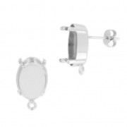 Clous d'oreilles porte-cabochon PureCrystal 4120 14x10 mm - Rhodié x2