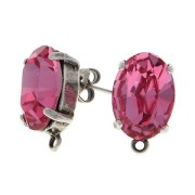 Clous d'oreilles porte-cabochon PureCrystal 4120 14x10 mm - Rhodié x2