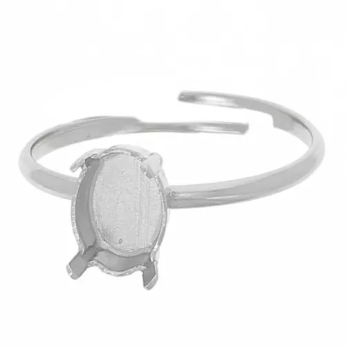 Bague pour cabochon PureCrystal 4122 8x6 mm - Rhodié x1