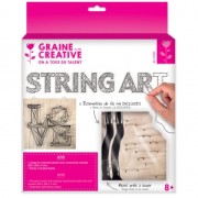 Kit <b>String</b> Art mod�le Love forme carr� en bois brut 22 x 22 cm pour la d�co DIY