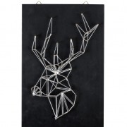 Kit <b>String</b> Art mod�le t�te de cerf forme rectangle en bois noir 20 x 30 cm pour la d�co DIY