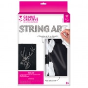 Kit <b>String</b> Art mod�le t�te de cerf forme rectangle en bois noir 20 x 30 cm pour la d�co DIY