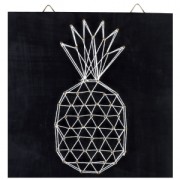 Kit <b>String</b> Art mod�le Ananas forme rectangle en bois noir 22 x 22 cm pour la d�co DIY