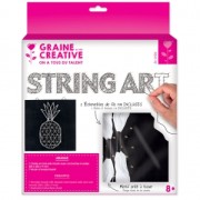 Kit <b>String</b> Art mod�le Ananas forme rectangle en bois noir 22 x 22 cm pour la d�co DIY