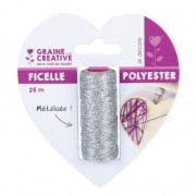 Fil polyester m�tallis� 1 mm Argent� x 25 m
