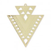 Pendentifs en métal double triangle décor ethnique 45 mm Light gold x2|raw }}