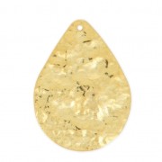 Pendentif goutte martelé 30x22 mm doré à l'or fin x1|raw }}