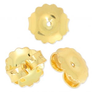 Grands poussoirs embouts dentelés pour clous d'oreilles AG 925 doré à l'or fin x2