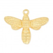 Breloque abeille 15.5x19 mm - Doré à l'or fin x1