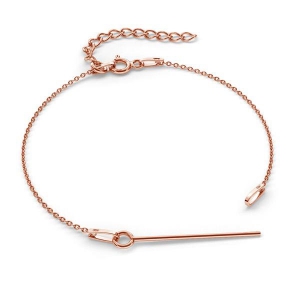 Bracelet maille Forçat à personnaliser avec des perles 17.5 cm AG925 doré rose x1