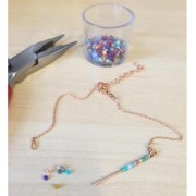 Bracelet maille Forçat à personnaliser avec des perles 17.5 cm AG925 doré rose x1