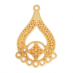 Intercalaire/Chandelier goutte motif ethnique 8 anneaux 42 mm Doré à l'or fin x1