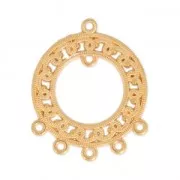 Intercalaire/Chandelier rond motif ethnique 7 anneaux 37 mm Doré à l'or fin x1