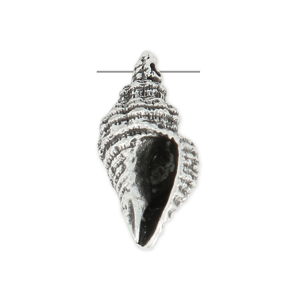 Lot De 5 Pendentifs Coquillages En Métal Argenté Style Tibétain Antique - Dimensions 20x11x4 Mm