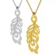 Breloque plume de paon 20 mm en Argent 925 doré rose x1